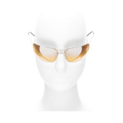 CHANEL Vintage 4040 silber CC Logo gelbe CC-Lünette cyber gefaltete Sonnenbrille