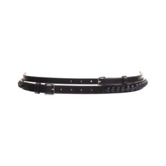 ALEXANDER MCQUEEN black leather braided detail double wrap belt 80cm