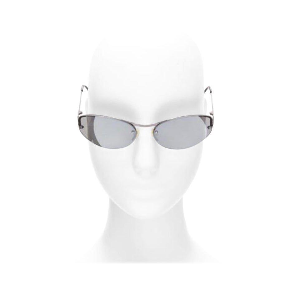 VERSACE N17 89M/247 Greca leg grey lens futuristic oval sunglasses