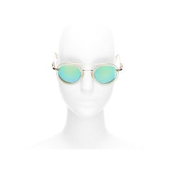 CHROME HEARTS Bo'jmir II reflective green lens clear frame sunglasses