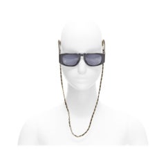 CHANEL 01450 CC gold logo black shiny quilted frame sunglasses