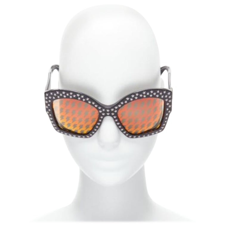 GUCCI GG3870S orange lightning lens square frame star stud sunglasses For Sale