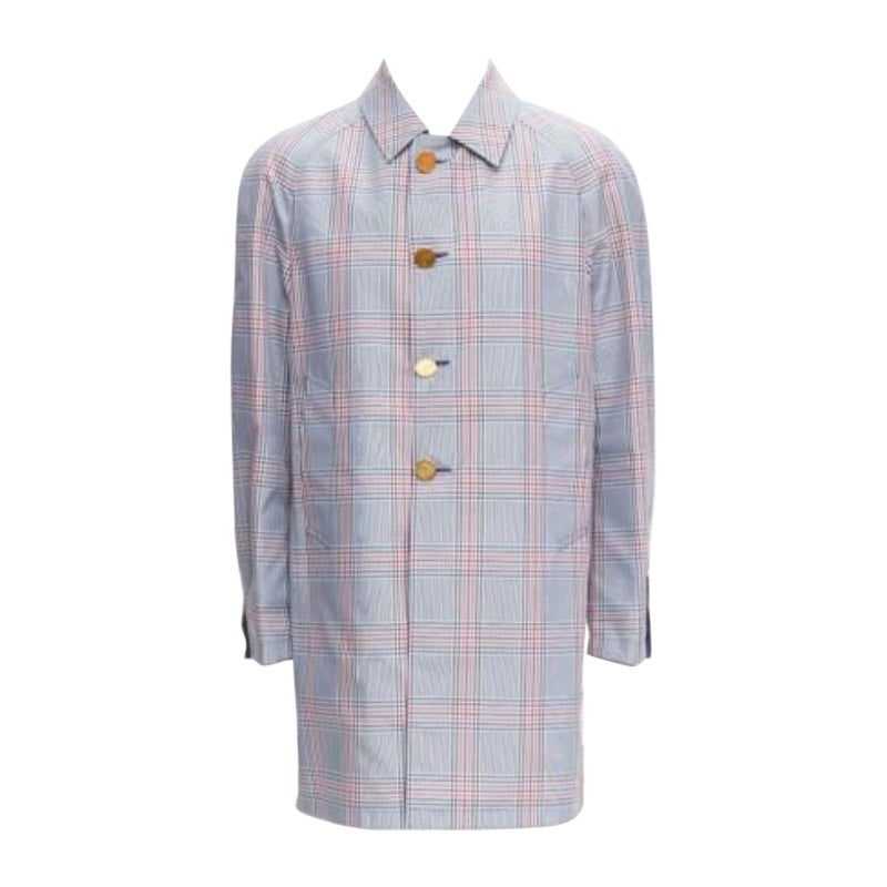 Thom Browne reversibile blu navy  cappotto classico a quadri con bottoni dorati JP2 M