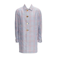 THOM BROWNE Reversible navy blue  classic check gold buttons overcoat JP2 M