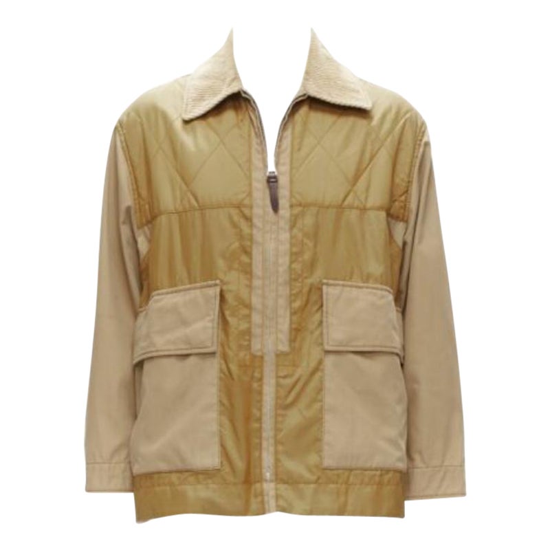 BURBERRY chaqueta de campo acolchada con bolsillos y cuello de pana marrón M en venta