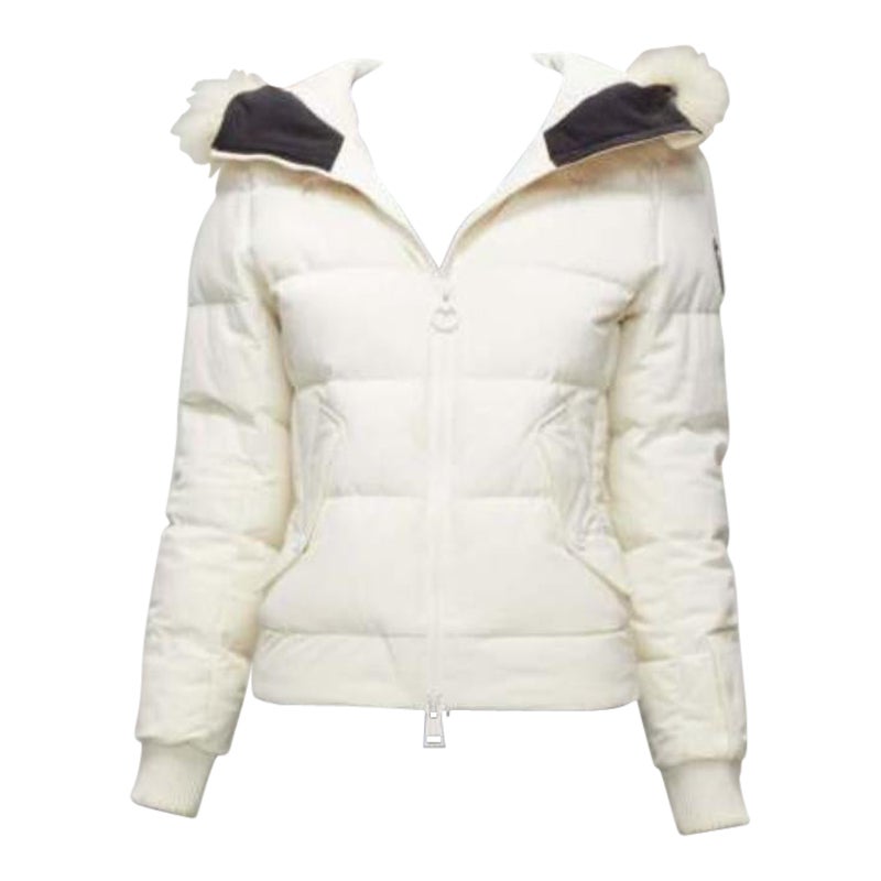 ROSSIGNOL ivoire fourrure logo capuche doudoune IT38 XS