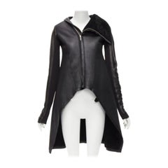 RICK OWENS abrigo asimétrico forrado de borreguillo negro IT38 XS