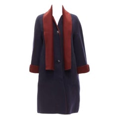 Manteau réversible LORO PIANA 100 % cachemire double face bordeaux bleu marine IT44 L