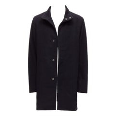 PRADA 2009 100% virgin wool black minimalist coated sleeve coat IT48 M