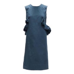MARNI teal blue ruffle waist round neck cocktail dress IT38 XS
