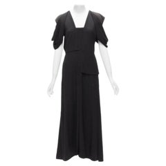 BOTTEGA VENETA 2020 negro intrecciato tejido cuello cuadrado vestido a capas IT38 XS