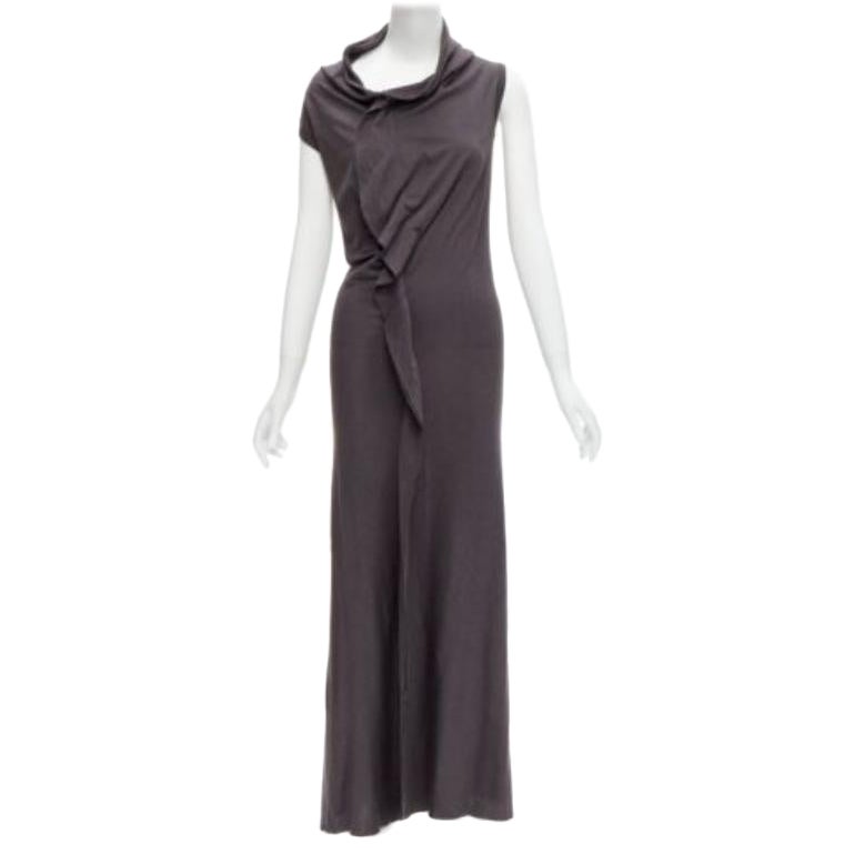 COMME DES GARCONS 1998 Vintage grey cowl neck flutter seam 3D cut midi dress S For Sale