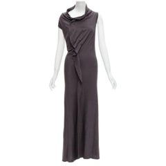 COMME DES GARCONS 1998 Vintage grau Kutte Halsausschnitt Flatter Naht 3D Schnitt Midikleid S