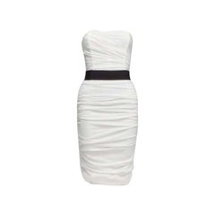 DOLCE GABBANA - Robe bustier à bretelles en soie mélangée blanche IT36 XXS