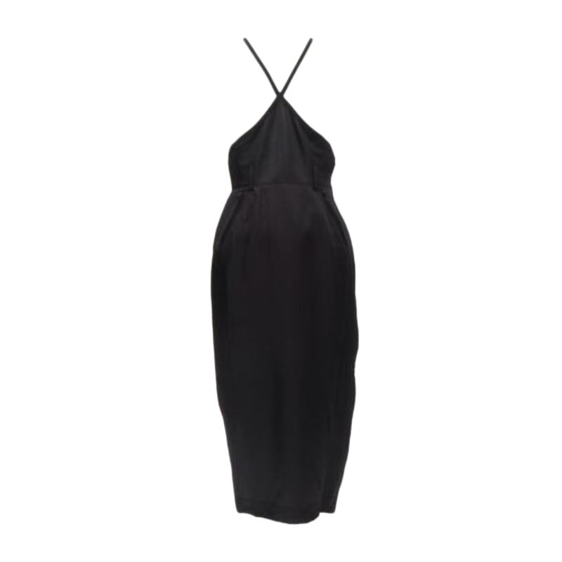 JEAN PAUL GAULTIER FEMME Vintage black twill cross strap dungaree dress FR40 L For Sale