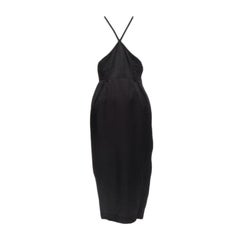 JEAN PAUL GAULTIER FEMME Robe salopette vintage en sergé noir à bretelles croisées FR40 L