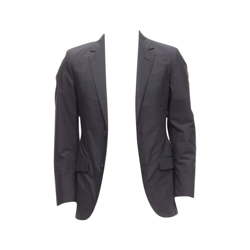 LANVIN dark grey cotton blend nylon minimal single breast suit blazer EU44 XS For Sale