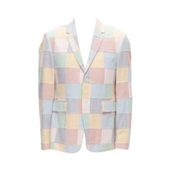 THOM BROWNE farbenfrohe Streifen Patchwork-Blazerjacke mit 2 Knopfleisten Gr. 2 M