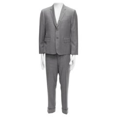 THOM BROWNE 100% Wolle Grau Einbrust 2-Knopf Blazer Hosenanzug SZ. 3 L
