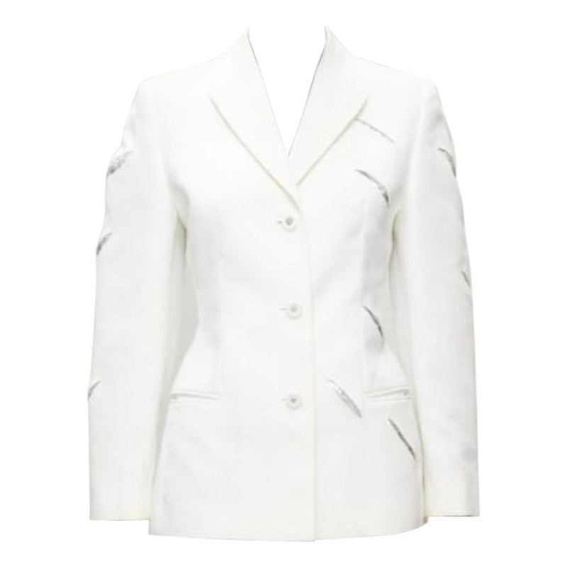 rare GIANNI VERSACE 1999 Vintage white Medusa slash sequins blazer IT40 S