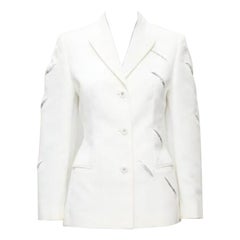 raro GIANNI VERSACE 1999 Vintage white Medusa slash sequins blazer IT40 S