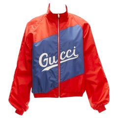 GUCCI 2020 Script Logo rot blau Nylon Track Coach Jacke IT44 L