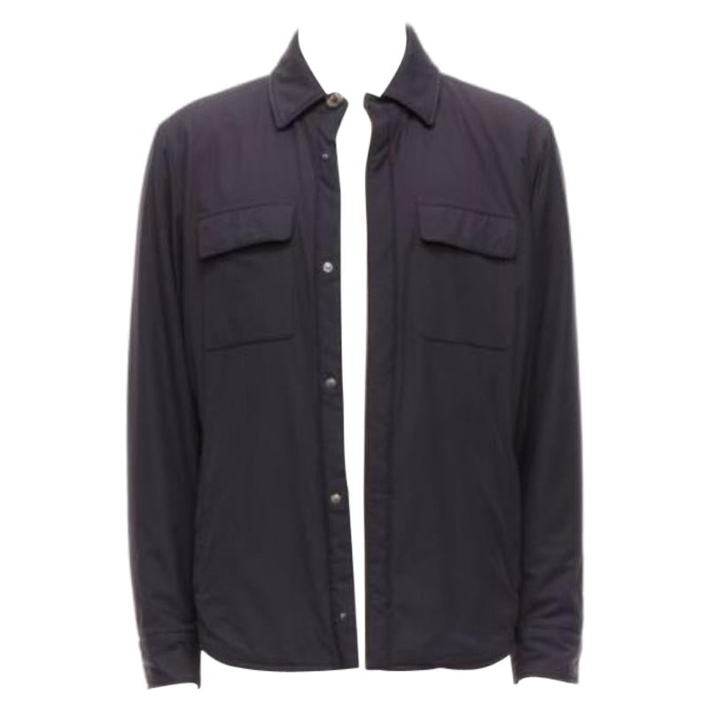 LORO PIANA Storm System black nylon grey cotton cashmere lined jacket S For Sale