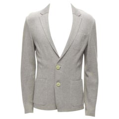 SACAI 2015 light grey cotton contrast collar knitted blazer jacket JP2 M