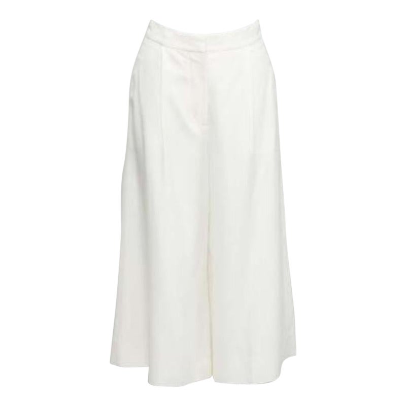 STELLA MCCARTNEY 2017 pantaloni culotte in seta bianca con pieghe frontali IT34 XXS