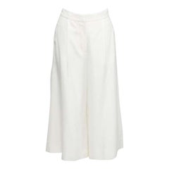 STELLA MCCARTNEY 2017 white silk lined front pleats culotte pants IT34 XXS
