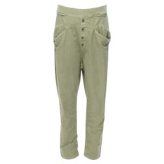 KAPITAL 100% washed cotton green distressed buttons elasticated waist pant JP3 L