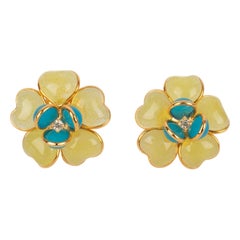 Augustine Golden Metal Earrings with Glass Paste