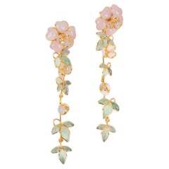 Augustine Golden Metal Earrings with Pink-Tone Glass Paste