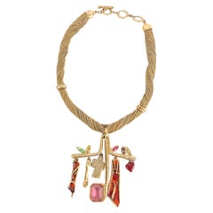 Christian Lacroix Golden Metal Multi-Row Thin Chain Necklace