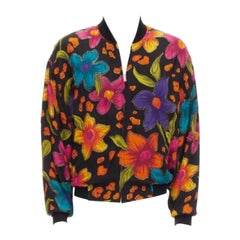SAINT LAURENT 2021 Cazadora bomber de crepé floral Teddy FR44 XS