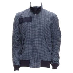 SACAI 2015 marinegraue Bomberjacke mit hohem Halsausschnitt aus Baumwollmischung und Gingham JP3 L