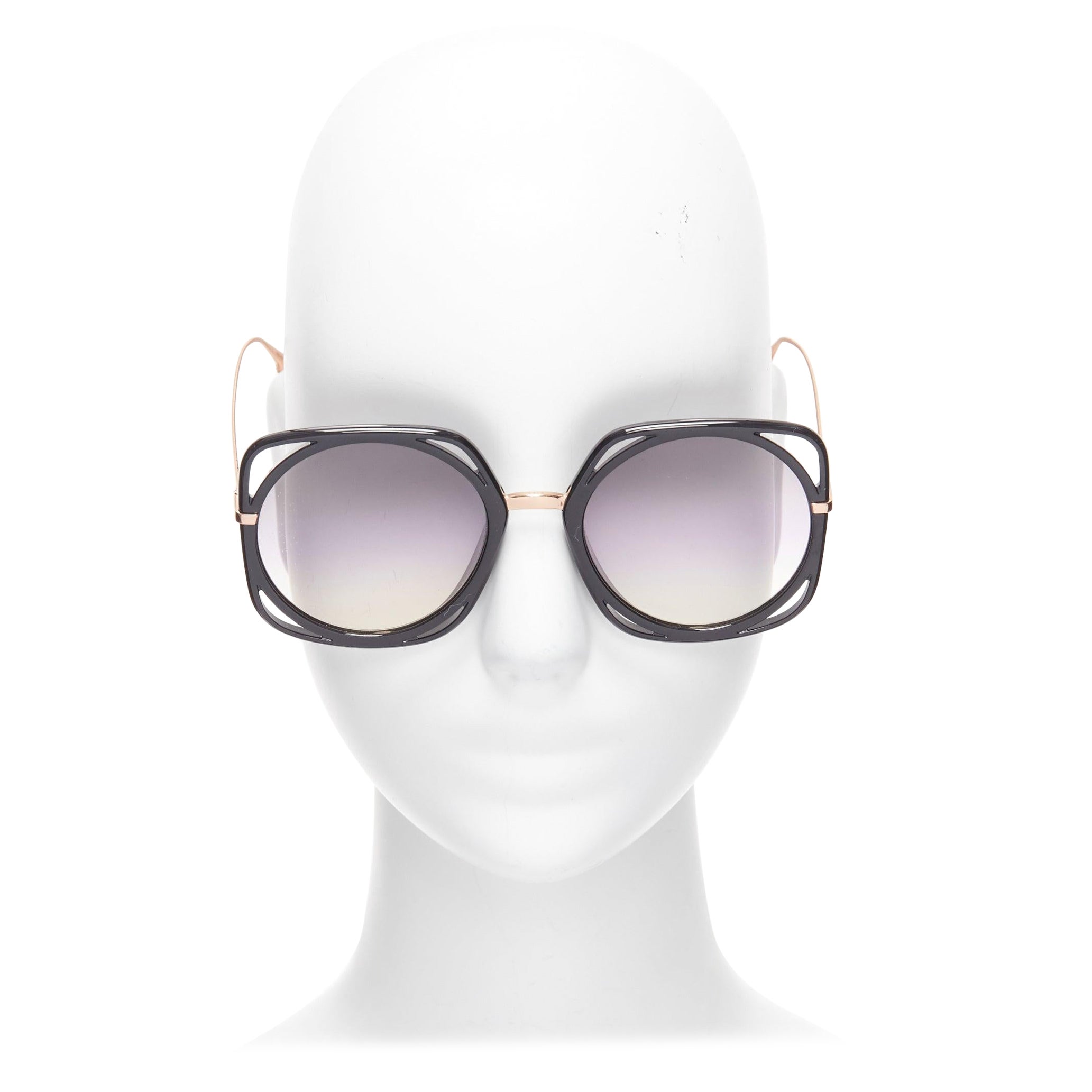 CHRISTIAN DIOR Lunettes de soleil surdimensionnées DiorDirection à monture noire et verres violets