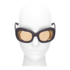 Lunettes de soleil surdimensionnées LINDA FARROW LUXE noir mat à monture écaillée or réfléchissant