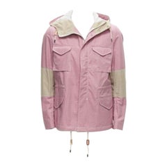 JUNYA WATANABE MAN red checked beige panel hooded pocketed anorak jacket S