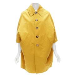 MARNI mustard yellow cotton linen cocoon cropped sleeves coat IT36 XS