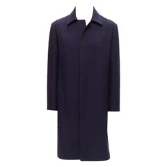 MARNI 100% wool navy blue minimal invisible button longline coat IT48 M