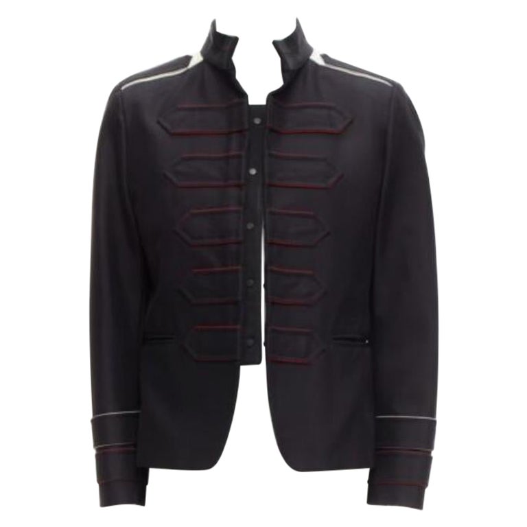 VALENTINO back silk blend white epaulets cuff panelled military jacket IT48 M For Sale