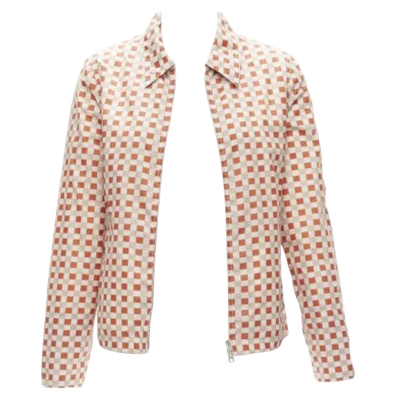Marni, giacca con zip a scacchiera rosso-beige IT38 XS in vendita