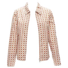 MARNI Rot Beige Schachbrett-Schalenjacke mit Kragen und Reißverschluss IT38 XS
