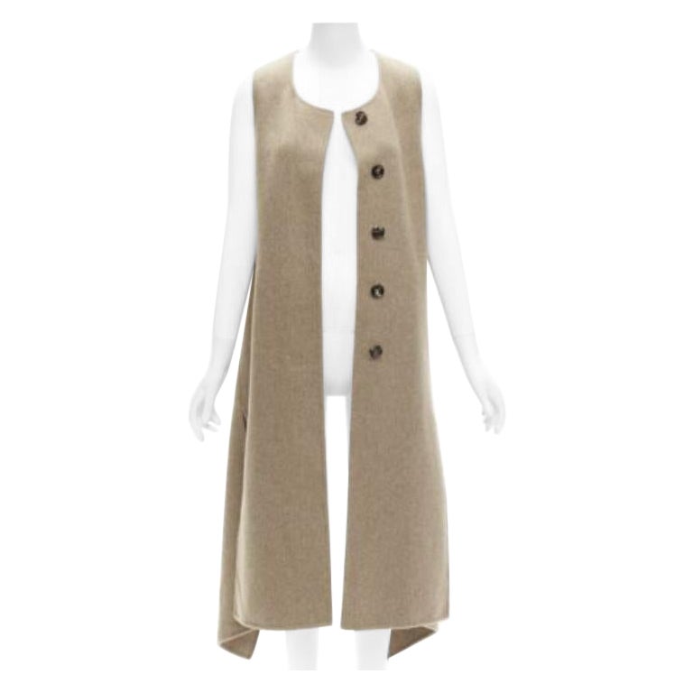 Marni in misto lana vergine marrone taupe con orlo alto e basso, gilet IT36 XS