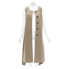 MARNI taupe braun Schurwolle Mischung hoch niedrig Saum Weste Mantel IT36 XS