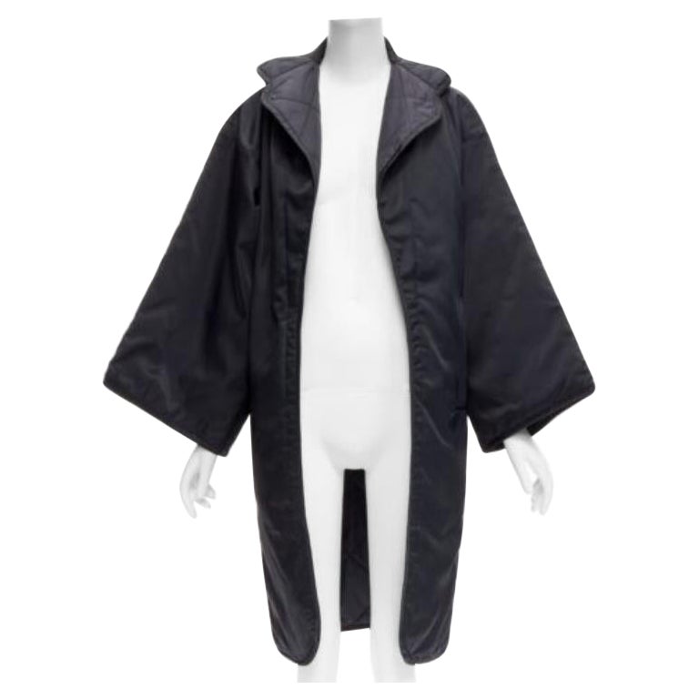 YOHJI YAMAMOTO Vintage black armhole cutout padded kimono overcoat S For Sale