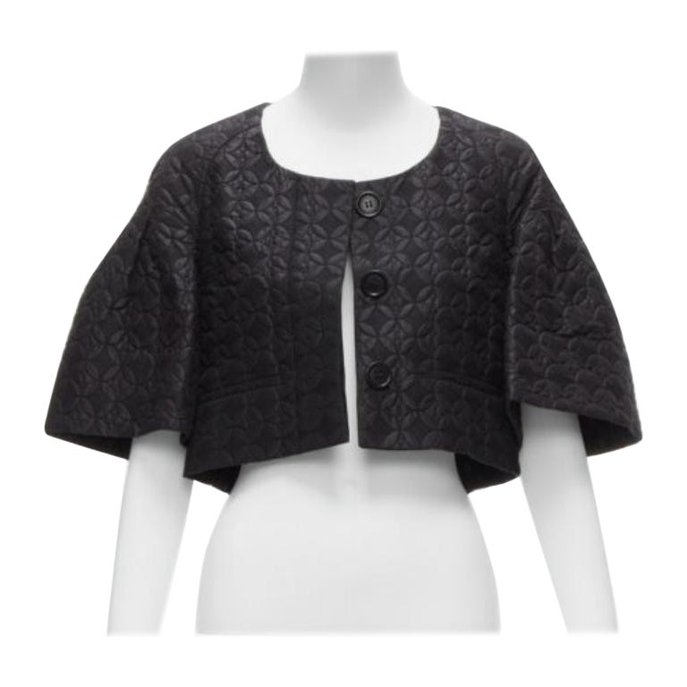CHLOE nero jacquard floreale manica a campana collo rotondo giacca cropped FR34 XS in vendita