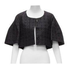 CHLOE nero jacquard floreale manica a campana collo rotondo giacca cropped FR34 XS