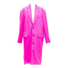 Balenciaga, cappotto lungo oversize in lana cavallino rosa caldo FR34 XS Hailey Beiber